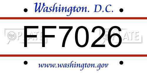FF7026 District Of Columbia License Plate