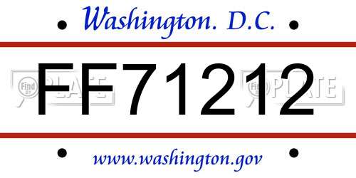 FF71212 District Of Columbia License Plate