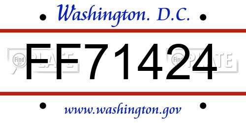 FF71424 District Of Columbia License Plate