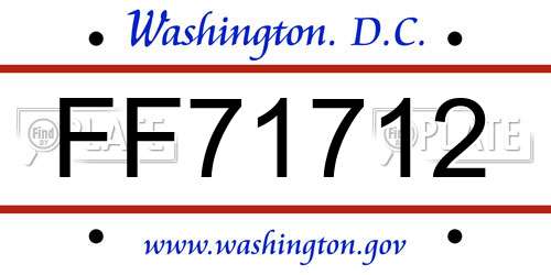 FF71712 District Of Columbia License Plate