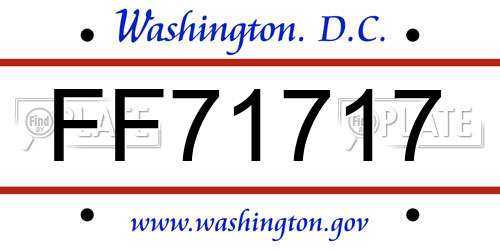 FF71717 District Of Columbia License Plate