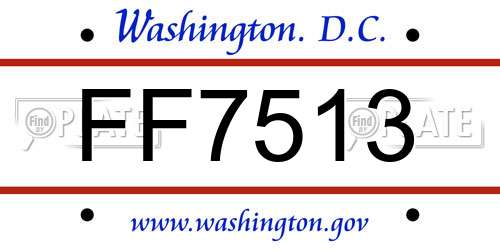 FF7513 District Of Columbia License Plate