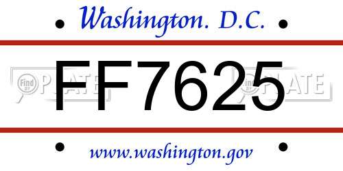FF7625 District Of Columbia License Plate