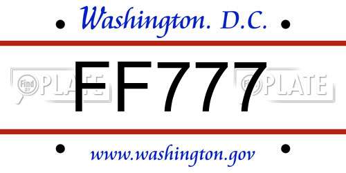 FF777 District Of Columbia License Plate