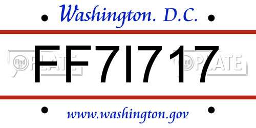FF7I717 District Of Columbia License Plate