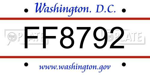 FF8792 District Of Columbia License Plate
