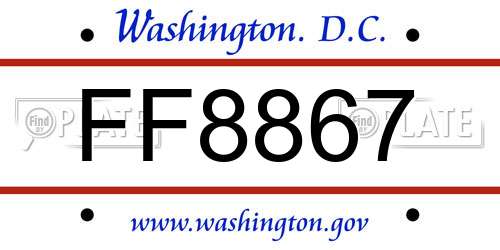 FF8867 District Of Columbia License Plate