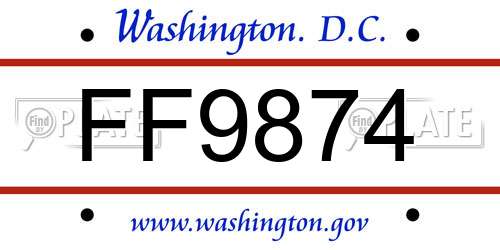 FF9874 District Of Columbia License Plate