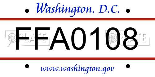 FFA0108 District Of Columbia License Plate