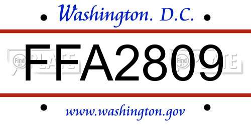 FFA2809 District Of Columbia License Plate