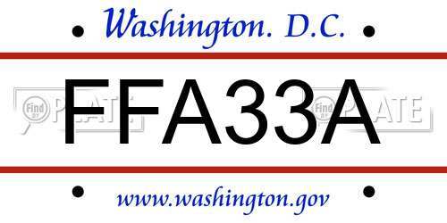 FFA33A District Of Columbia License Plate