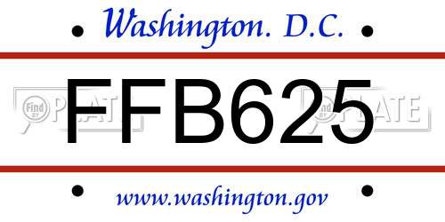FFB625 District Of Columbia License Plate