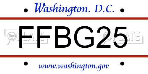FFBG25 District Of Columbia License Plate