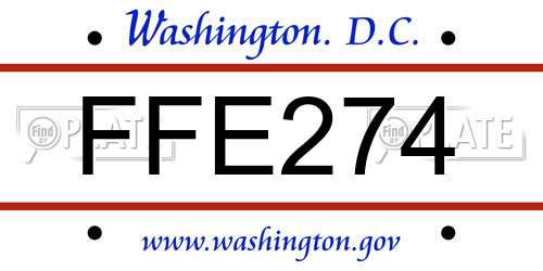 FFE274 District Of Columbia License Plate