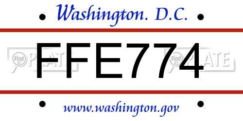 FFE774 District Of Columbia License Plate