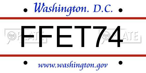 FFET74 District Of Columbia License Plate