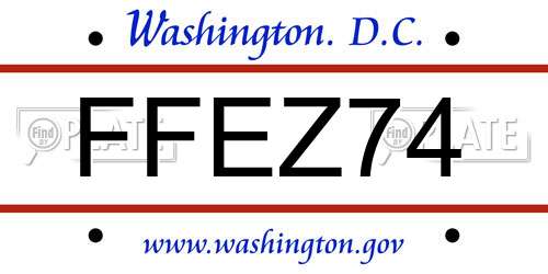 FFEZ74 District Of Columbia License Plate