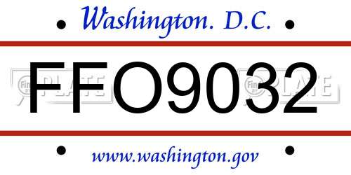 FFO9032 District Of Columbia License Plate