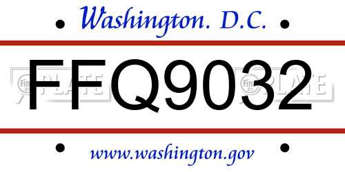 FFQ9032 District Of Columbia License Plate