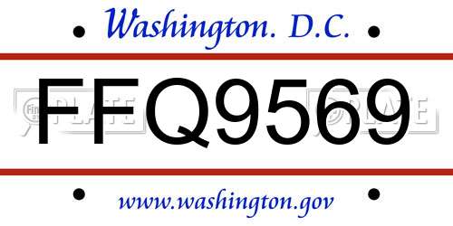 FFQ9569 District Of Columbia License Plate