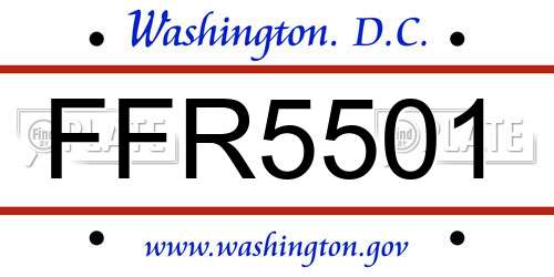 FFR5501 District Of Columbia License Plate