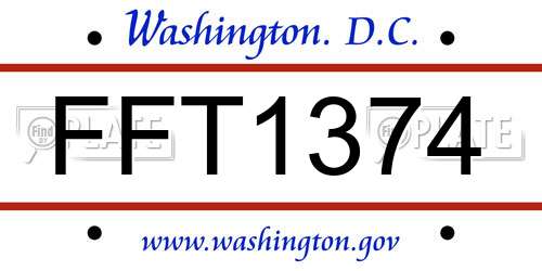 FFT1374 District Of Columbia License Plate