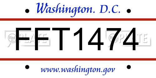 FFT1474 District Of Columbia License Plate