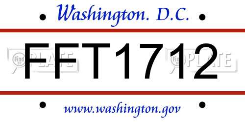 FFT1712 District Of Columbia License Plate