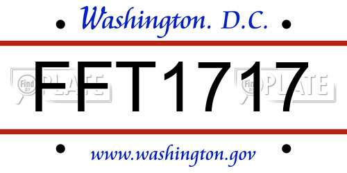 FFT1717 District Of Columbia License Plate