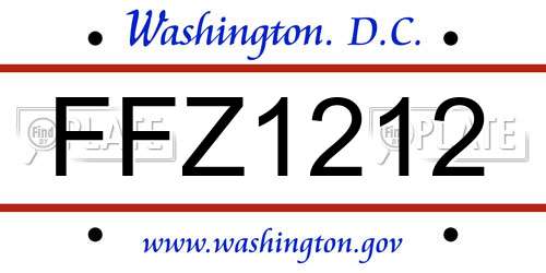 FFZ1212 District Of Columbia License Plate