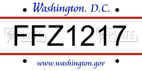 FFZ1217 District Of Columbia License Plate