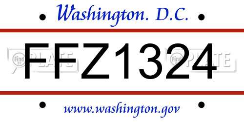 FFZ1324 District Of Columbia License Plate