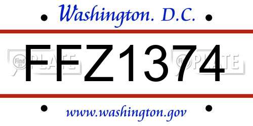 FFZ1374 District Of Columbia License Plate