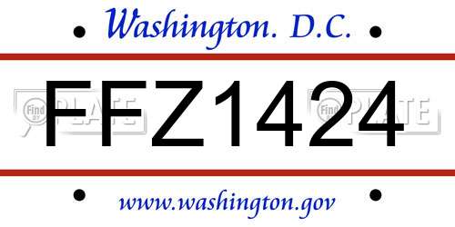 FFZ1424 District Of Columbia License Plate