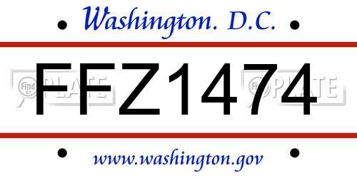 FFZ1474 District Of Columbia License Plate