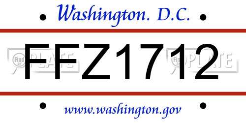 FFZ1712 District Of Columbia License Plate