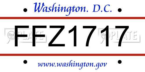 FFZ1717 District Of Columbia License Plate