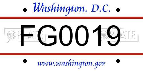 FG0019 District Of Columbia License Plate