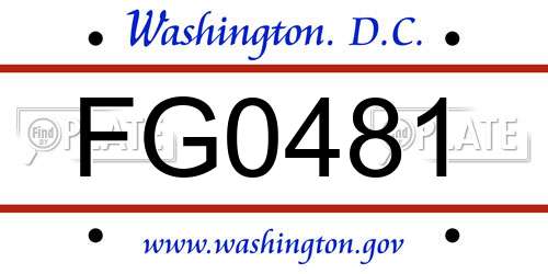 FG0481 District Of Columbia License Plate