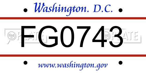 FG0743 District Of Columbia License Plate