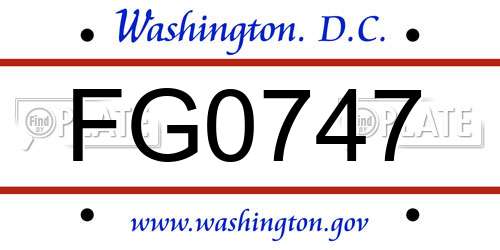 FG0747 District Of Columbia License Plate