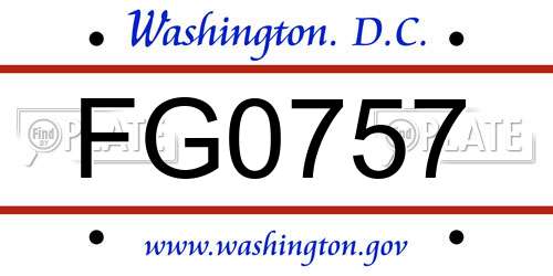 FG0757 District Of Columbia License Plate