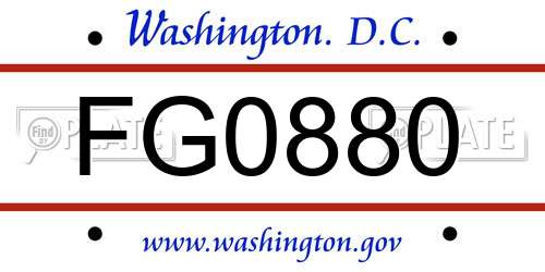 FG0880 District Of Columbia License Plate