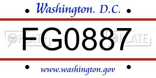 FG0887 District Of Columbia License Plate