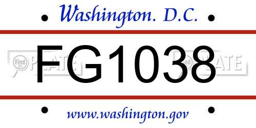 FG1038 District Of Columbia License Plate