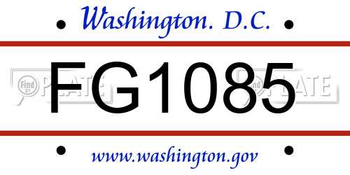 FG1085 District Of Columbia License Plate