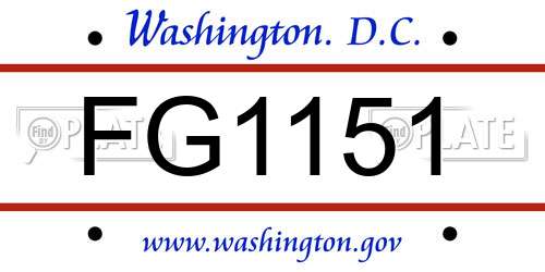 FG1151 District Of Columbia License Plate