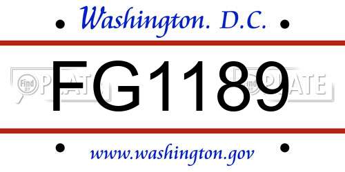 FG1189 District Of Columbia License Plate