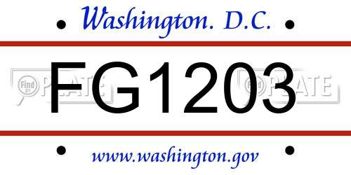 FG1203 District Of Columbia License Plate