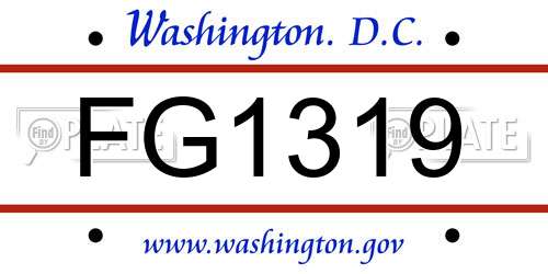 FG1319 District Of Columbia License Plate